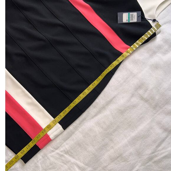 Tommy Hilfiger White/Black/Pink Striped Sleeveless Shift Dress NWT- 16 - Picture 7 of 12